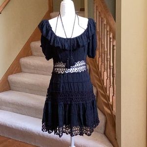 Free People Black Lace Mini Dress NWT